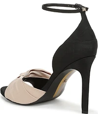 Sam Edelman Ida Silk Fabric Bow Detail Ankle Strap Sandals