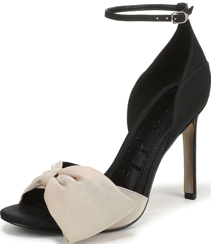 Sam Edelman Ida Silk Fabric Bow Detail Ankle Strap Sandals