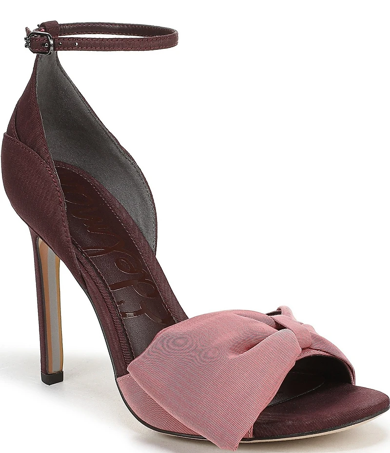 Sam Edelman Ida Silk Fabric Bow Detail Ankle Strap Sandals