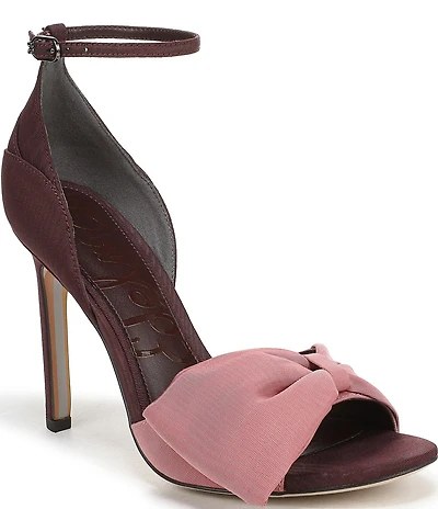 Sam Edelman Ida Silk Fabric Bow Detail Ankle Strap Sandals