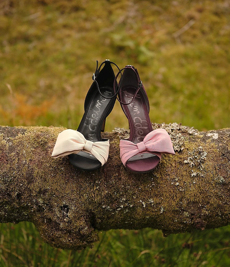 Sam Edelman Ida Silk Fabric Bow Detail Ankle Strap Sandals