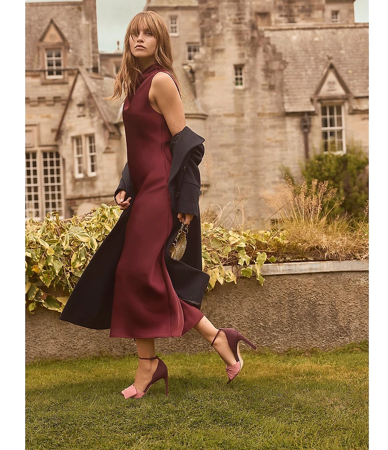 Sam Edelman Ida Silk Fabric Bow Detail Ankle Strap Sandals