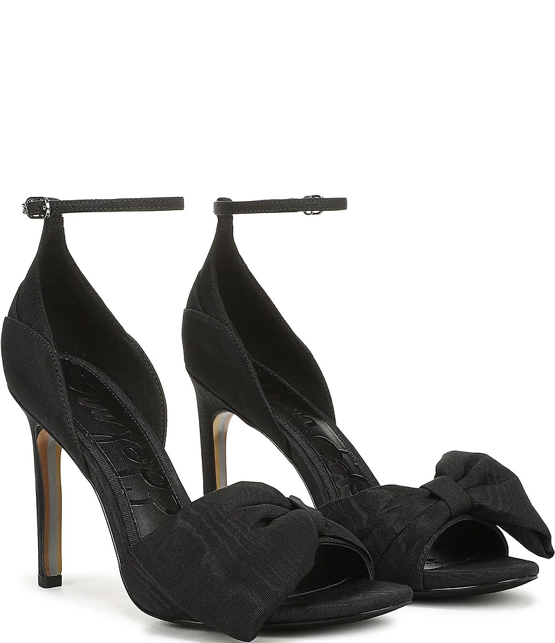 Sam Edelman Ida Silk Fabric Bow Detail Ankle Strap Sandals