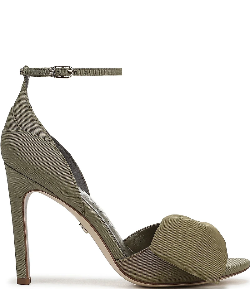 Sam Edelman Ida Silk Fabric Bow Detail Ankle Strap Sandals