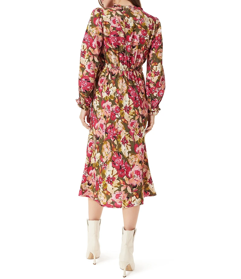 Sam Edelman Illora Ruffle V-Neck Long Sleeve Midi Dress