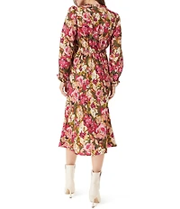 Sam Edelman Illora Ruffle V-Neck Long Sleeve Midi Dress
