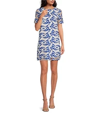 Sam Edelman Illusion Crew Neck Short Sleeve Lace Shift Dress
