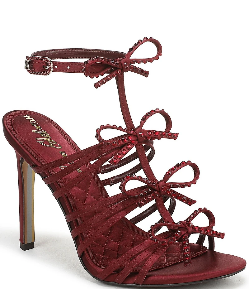 Sam Edelman Iman Strappy Satin Rhinestone Bows Ankle Strap Pumps