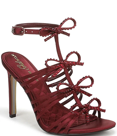 Sam Edelman Iman Strappy Satin Rhinestone Bows Ankle Strap Pumps