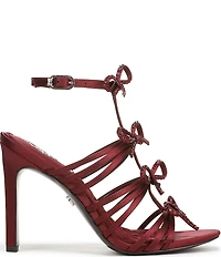 Sam Edelman Iman Strappy Satin Rhinestone Bows Ankle Strap Pumps