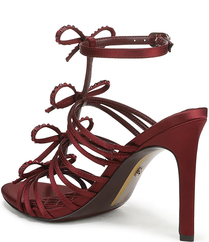 Sam Edelman Iman Strappy Satin Rhinestone Bows Ankle Strap Pumps