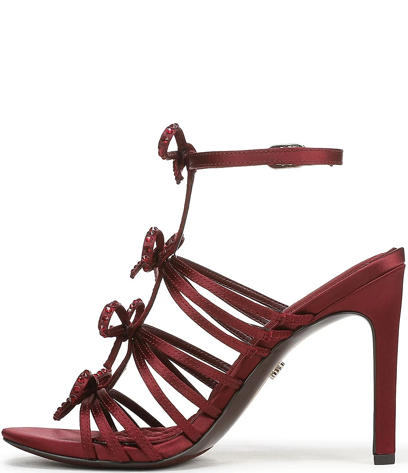 Sam Edelman Iman Strappy Satin Rhinestone Bows Ankle Strap Pumps