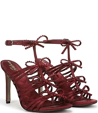 Sam Edelman Iman Strappy Satin Rhinestone Bows Ankle Strap Pumps