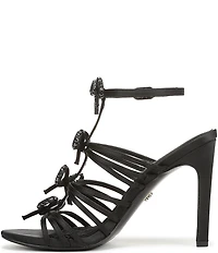 Sam Edelman Iman Strappy Satin Rhinestone Bows Ankle Strap Pumps