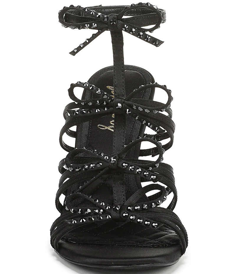 Sam Edelman Iman Strappy Satin Rhinestone Bows Ankle Strap Pumps