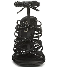Sam Edelman Iman Strappy Satin Rhinestone Bows Ankle Strap Pumps