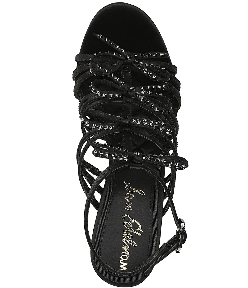 Sam Edelman Iman Strappy Satin Rhinestone Bows Ankle Strap Pumps