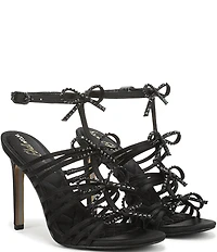 Sam Edelman Iman Strappy Satin Rhinestone Bows Ankle Strap Pumps