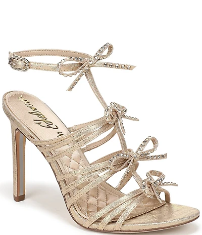 Sam Edelman Iman Strappy Shimmer Fabric Rhinestone Bows Dress Sandals