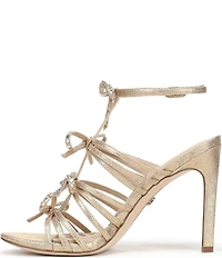 Sam Edelman Iman Strappy Shimmer Fabric Rhinestone Bows Dress Sandals