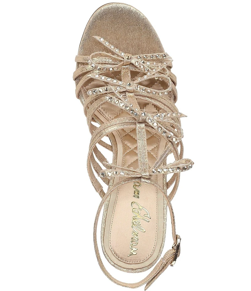Sam Edelman Iman Strappy Shimmer Fabric Rhinestone Bows Dress Sandals