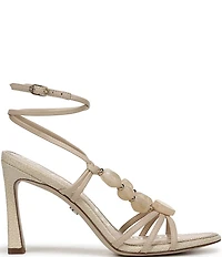Sam Edelman Imani Stone Embellished Leather Ankle Wrap Woven Dress Sandals