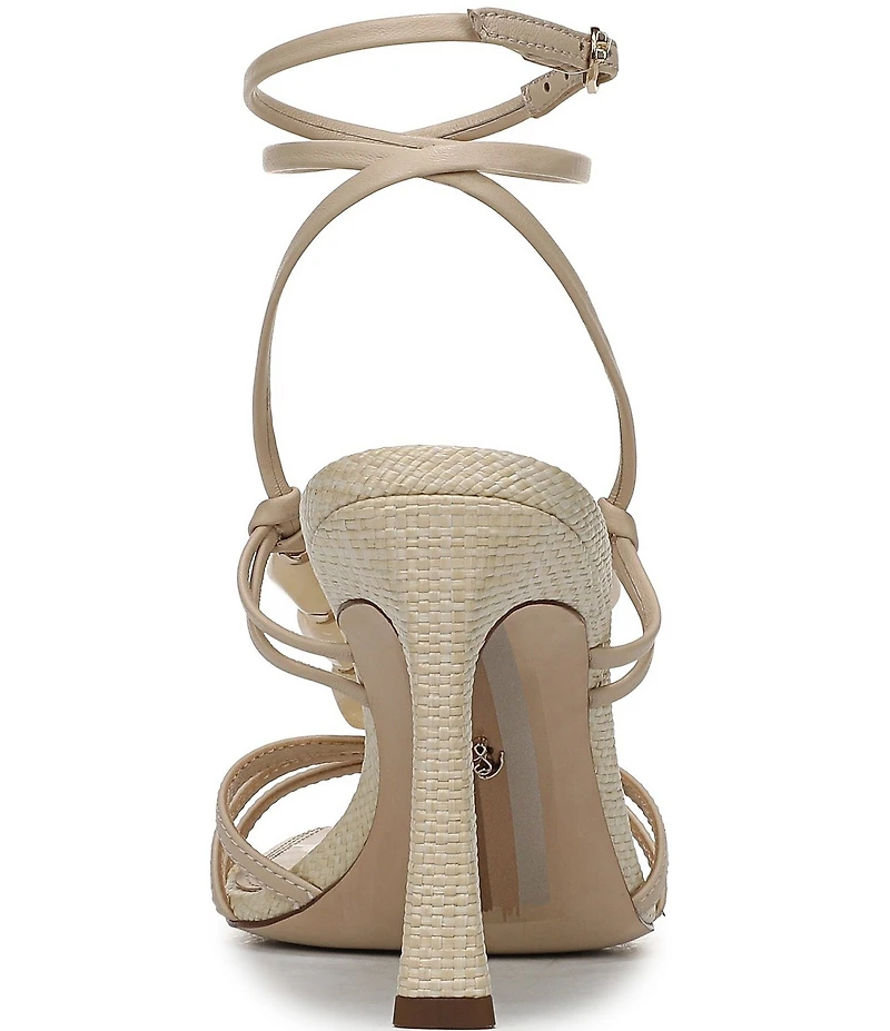 Sam Edelman Imani Stone Embellished Leather Ankle Wrap Woven Dress Sandals