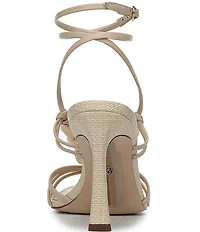 Sam Edelman Imani Stone Embellished Leather Ankle Wrap Woven Dress Sandals