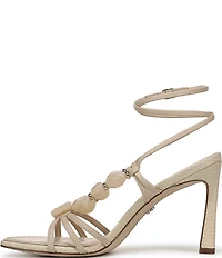 Sam Edelman Imani Stone Embellished Leather Ankle Wrap Woven Dress Sandals