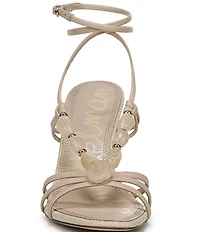 Sam Edelman Imani Stone Embellished Leather Ankle Wrap Woven Dress Sandals