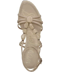 Sam Edelman Imani Stone Embellished Leather Ankle Wrap Woven Dress Sandals