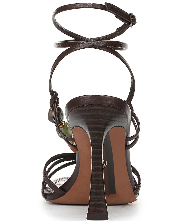 Sam Edelman Imani Stone Embellished Leather Ankle Wrap Croco Dress Sandals