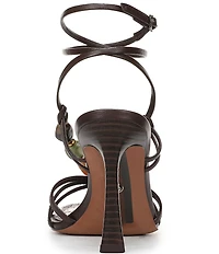 Sam Edelman Imani Stone Embellished Leather Ankle Wrap Croco Dress Sandals