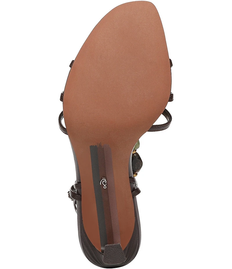 Sam Edelman Imani Stone Embellished Leather Ankle Wrap Croco Dress Sandals