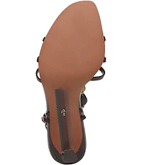 Sam Edelman Imani Stone Embellished Leather Ankle Wrap Croco Dress Sandals