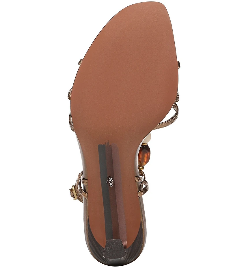 Sam Edelman Imani Stone Embellished Metallic Leather Ankle Wrap Dress Sandals