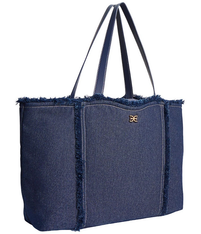 Sam Edelman Irina Denim Fringe Trim Large Tote