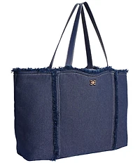 Sam Edelman Irina Denim Fringe Trim Large Tote