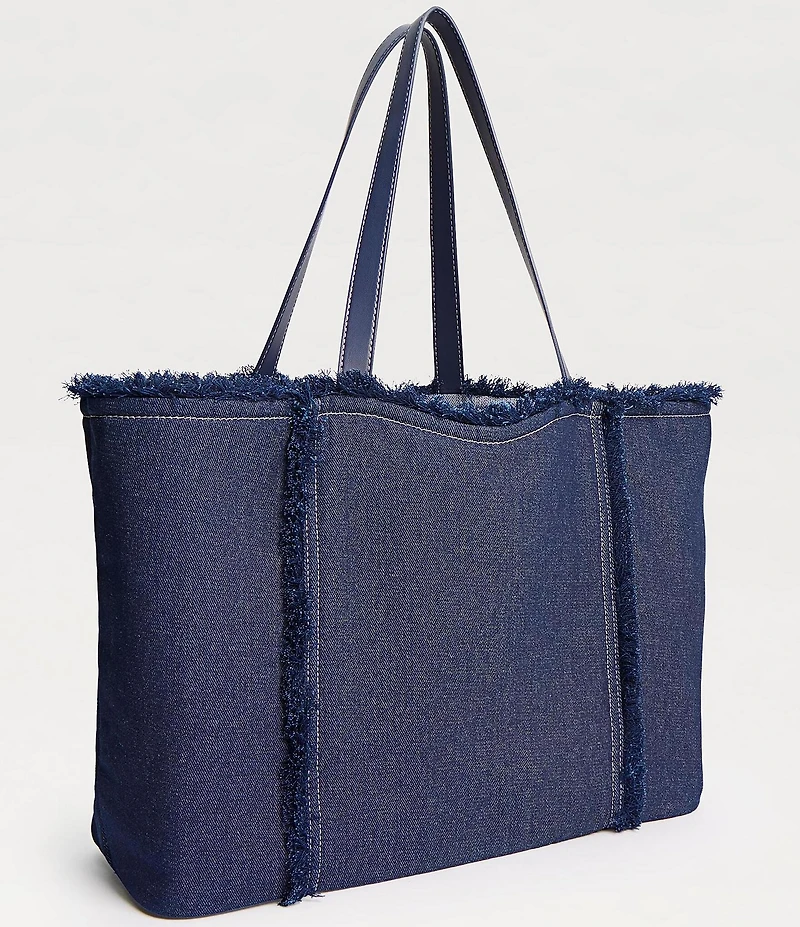 Sam Edelman Irina Denim Fringe Trim Large Tote