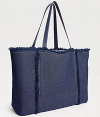 Sam Edelman Irina Denim Fringe Trim Large Tote