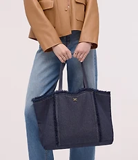 Sam Edelman Irina Denim Fringe Trim Large Tote