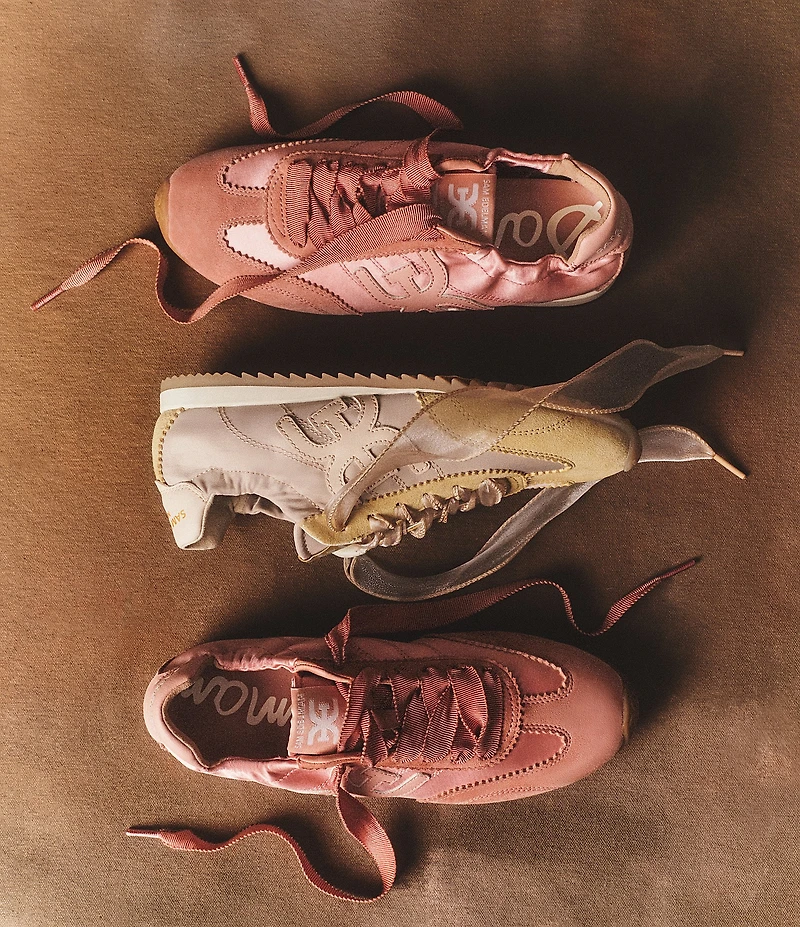 Sam Edelman Isella Nylon and Suede Logo Lace Up Sneakers