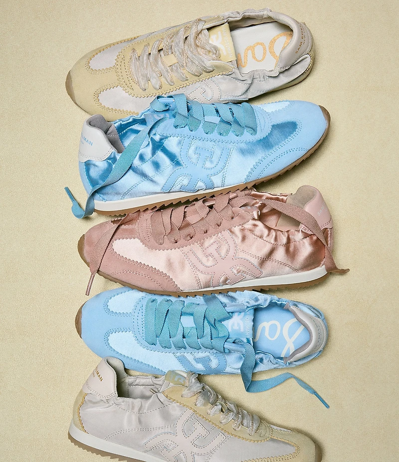 Sam Edelman Isella Nylon and Suede Logo Lace Up Sneakers