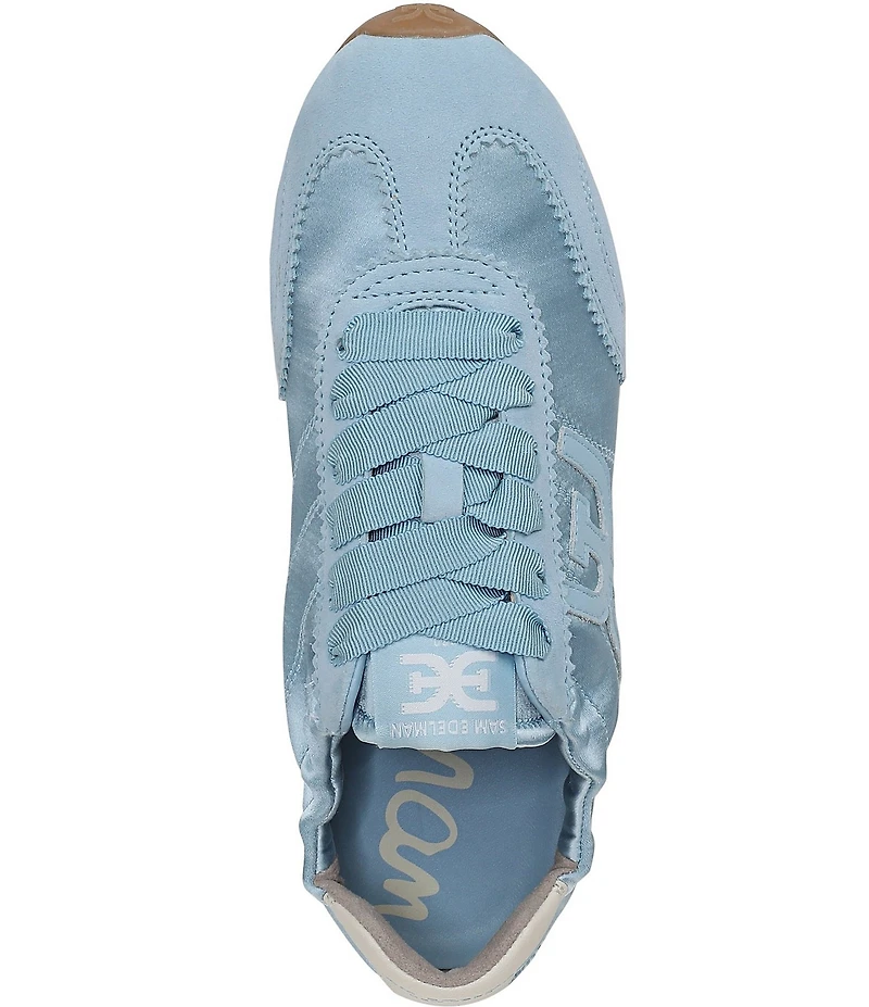 Sam Edelman Isella Satin and Suede Logo Lace Up Sneakers