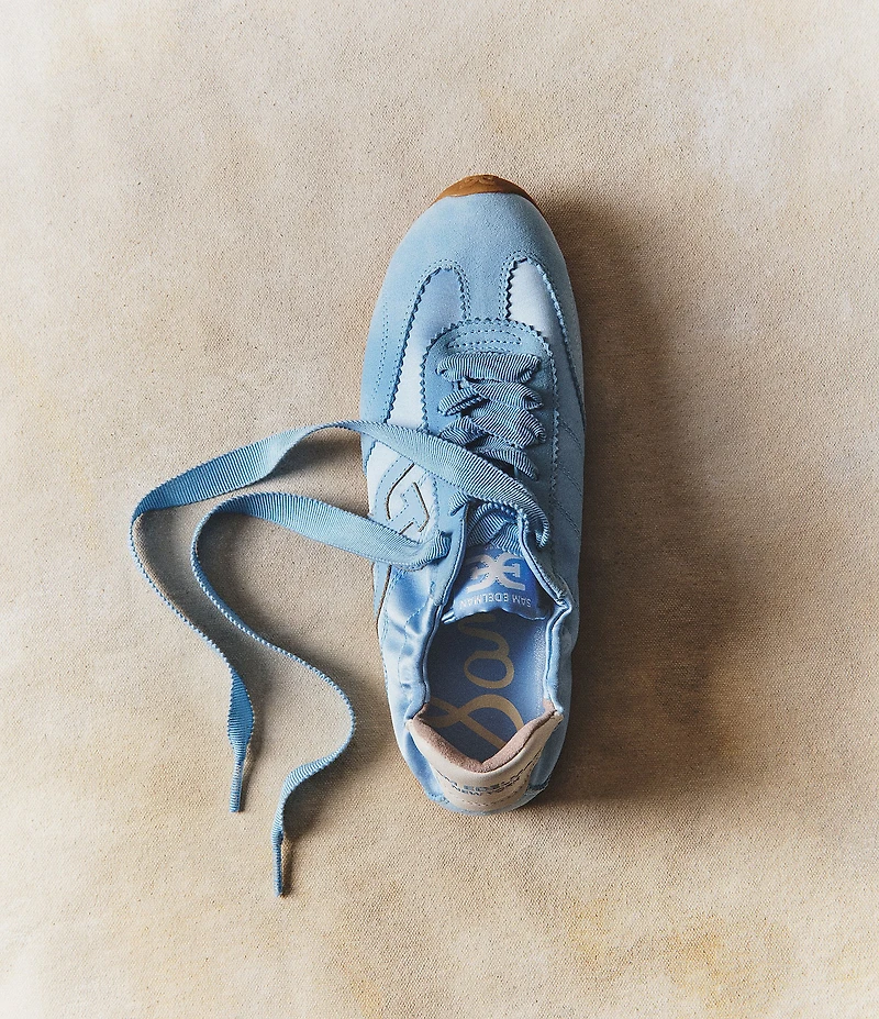 Sam Edelman Isella Satin and Suede Logo Lace Up Sneakers