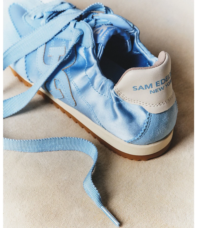 Sam Edelman Isella Satin and Suede Logo Lace Up Sneakers
