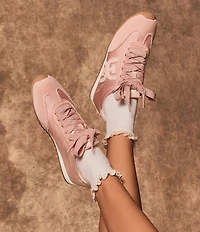 Sam Edelman Isella Satin and Suede Logo Lace Up Sneakers