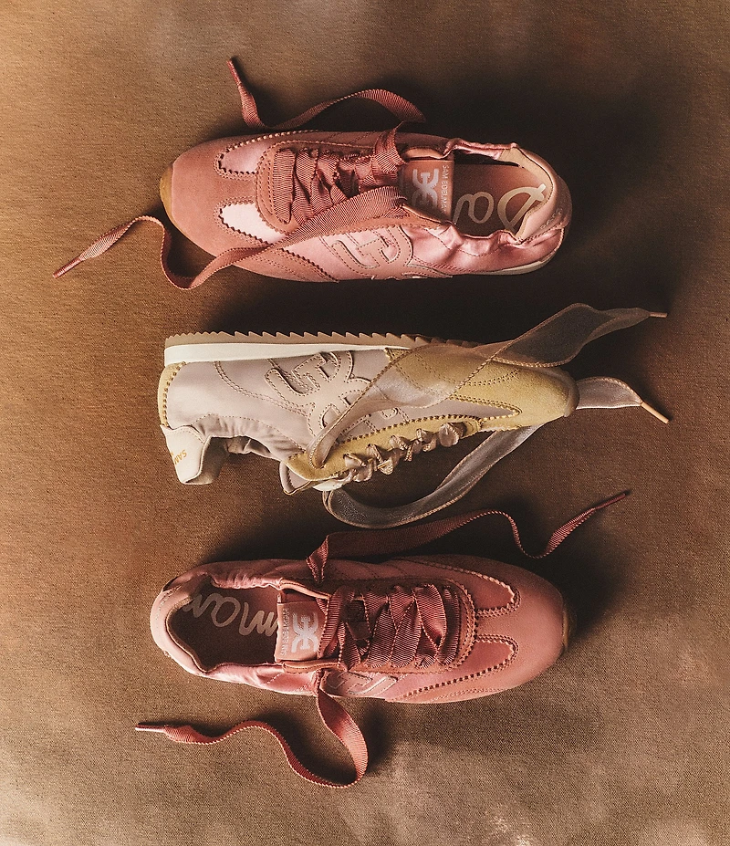 Sam Edelman Isella Satin and Suede Logo Lace Up Sneakers