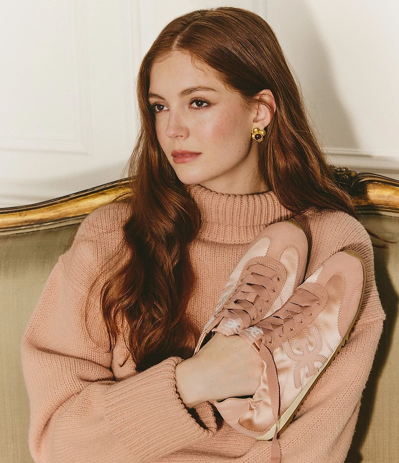 Sam Edelman Isella Satin and Suede Logo Lace Up Sneakers