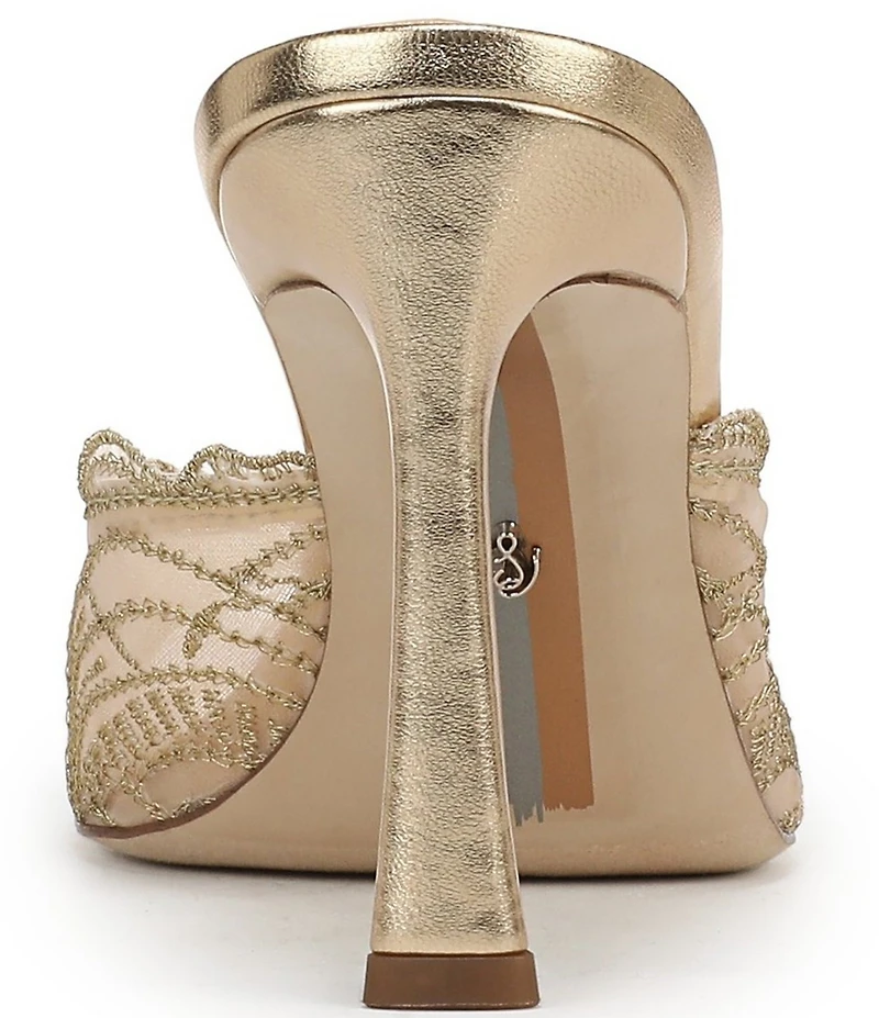 Sam Edelman Iva Metallic Embroidered Lace Dress Slide Sandals